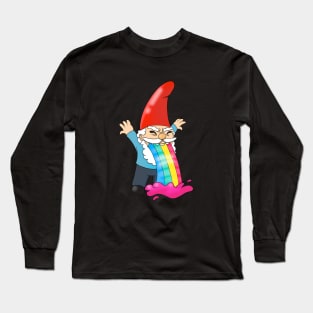 Gnome Vomiting Throwing Up Rainbow Funny Long Sleeve T-Shirt